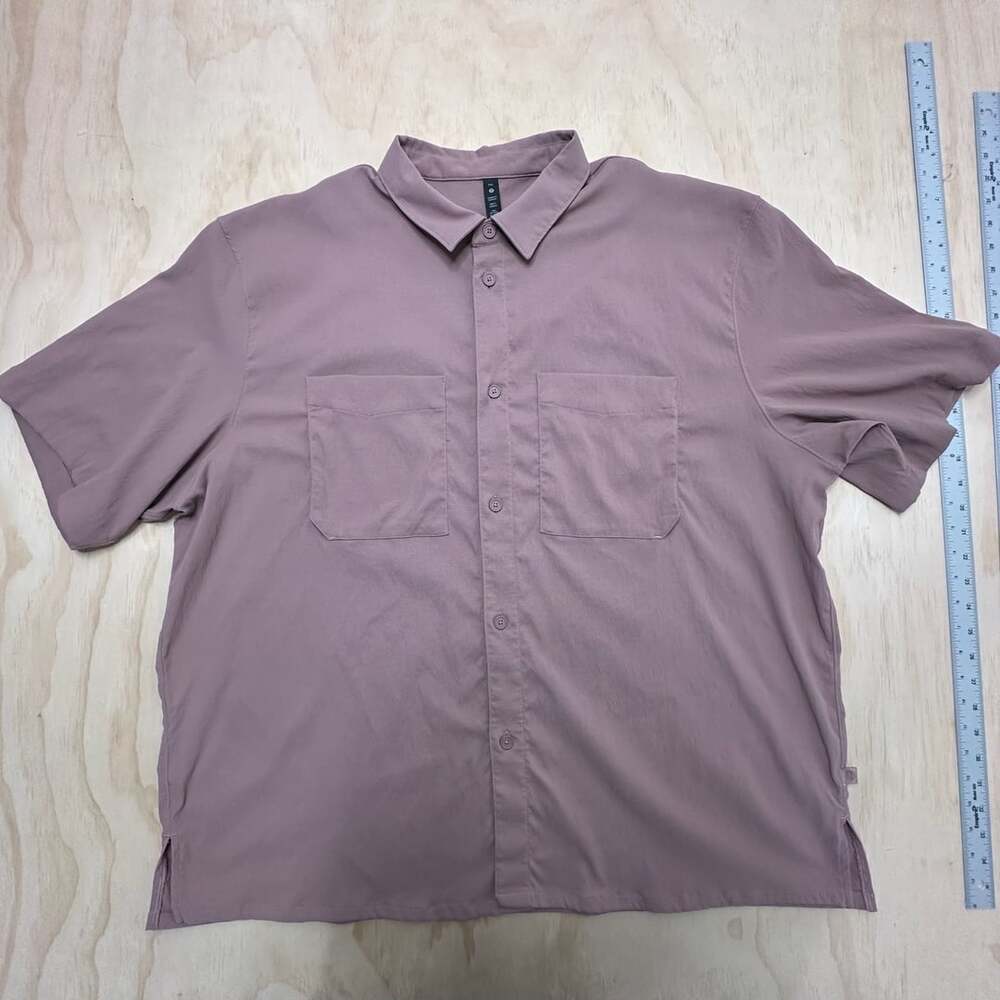 Lululemon Button Down Shirt Size XXL Mauve Nylon Short Sleeve